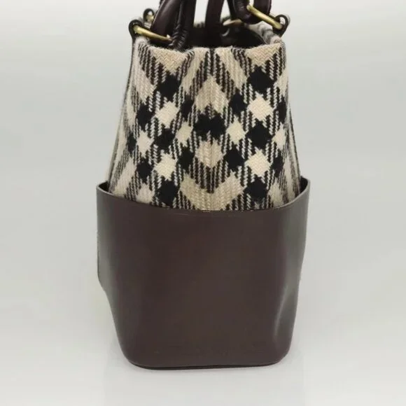 BURBERRY Nova Check Tote Bag Wool Beige Gold